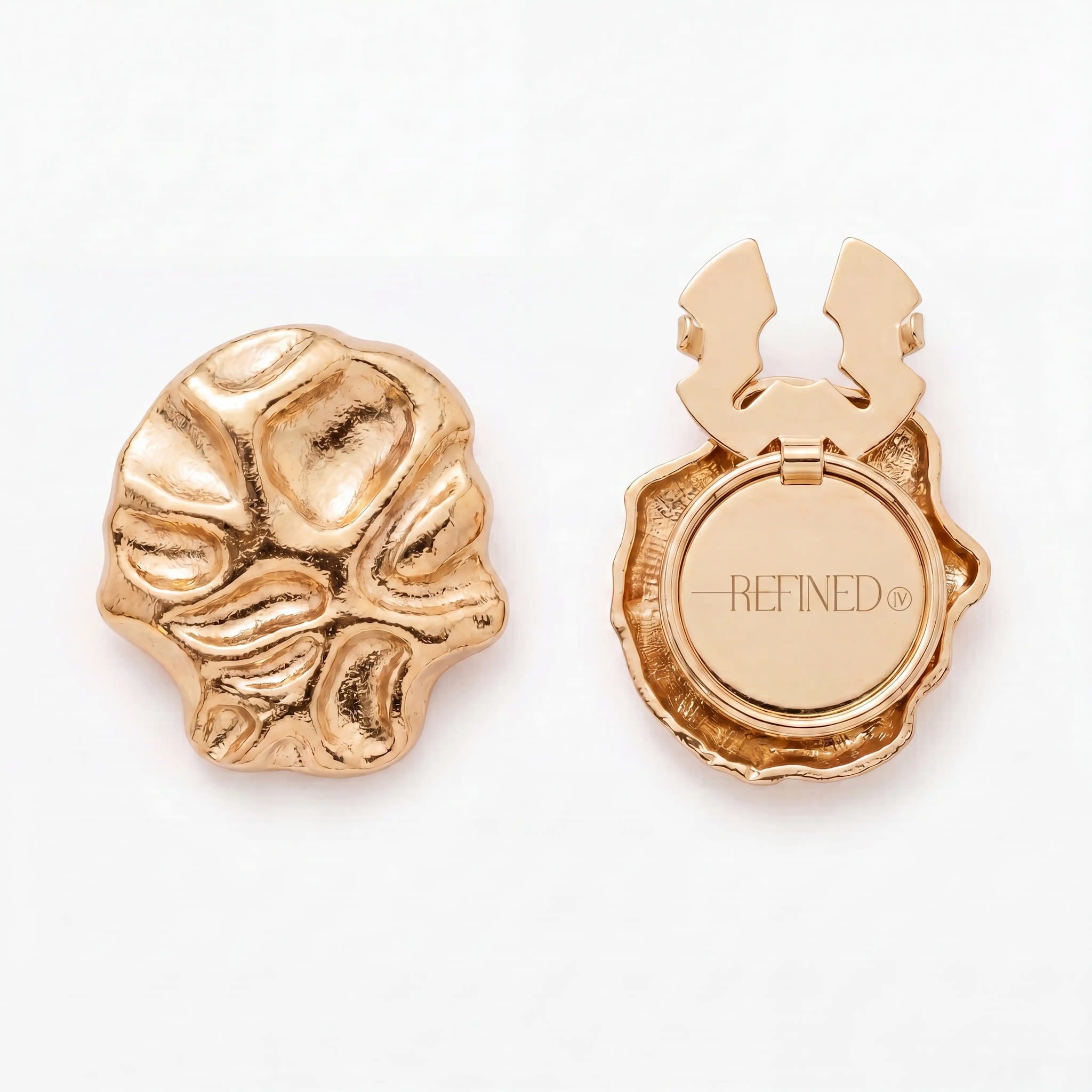 Refined by JV Sculpted Gold button covers with organic texture and clip mechanism for blazers and coats